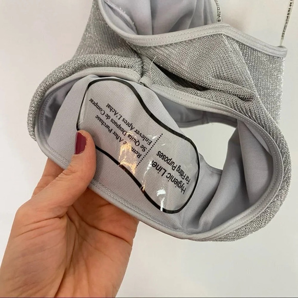 Sam Edelman Silver Mesh Halter Bathing Suit Womens XS One Piece Swim NWT New - Picture 12 of 16